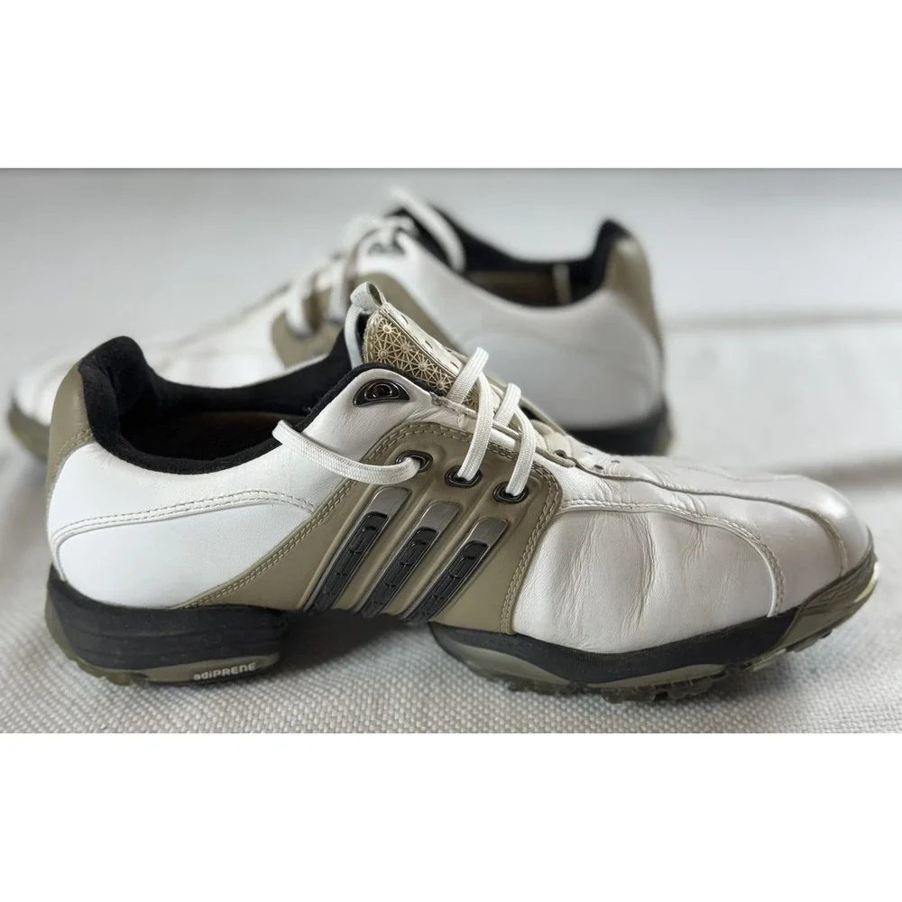 Adidas Tour 360 Golf Shoes‎ Mens 9 3D Fit Foam White Leather Spiked Performance